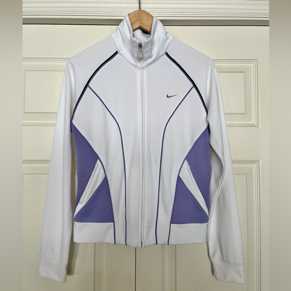 {Nike} Full Zip Track Jacket in White & Purple - Women's Medium